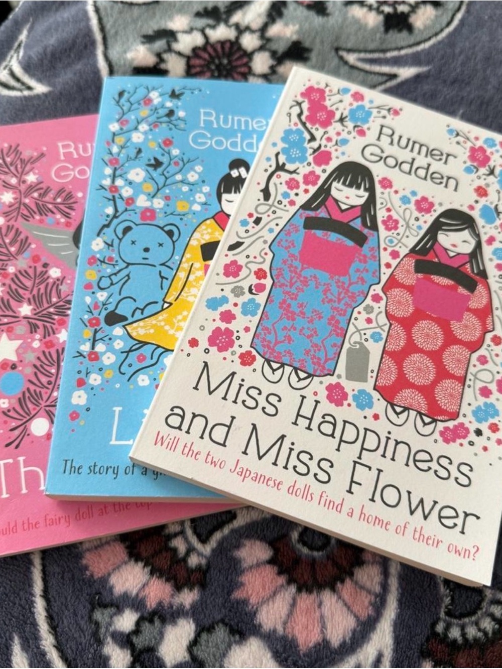 Miss Happiness and Miss Flower Japanese Doll Book Set - Pink, Blue, White